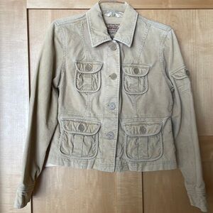 Aeropostale Limited Edition Y2K Corduroy Blazer Jacket Tan Women’s Medium‎